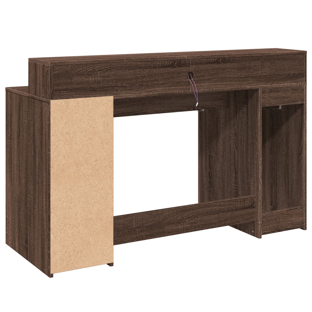 LED desk brown oak look 140x55x91 wood material