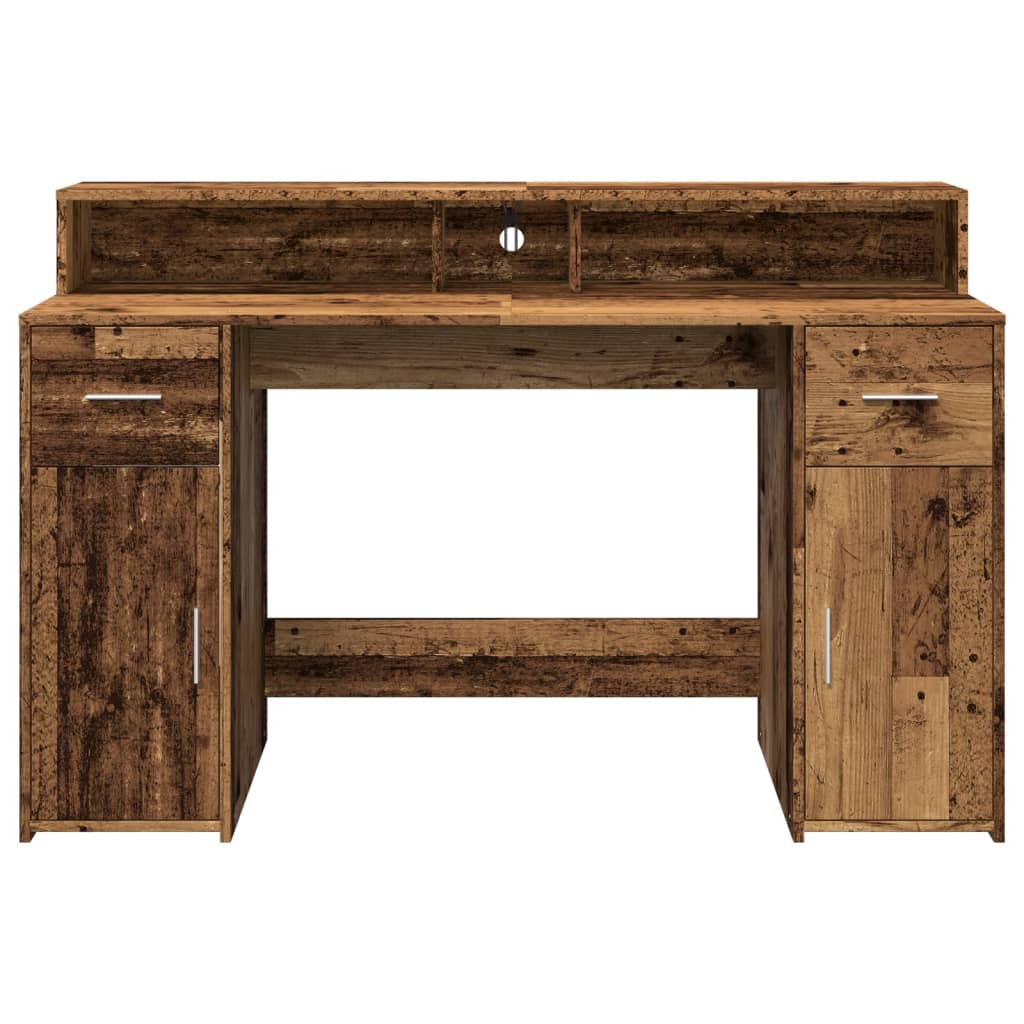 LED desk reclaimed wood look 140x55x91 cm wood-based material