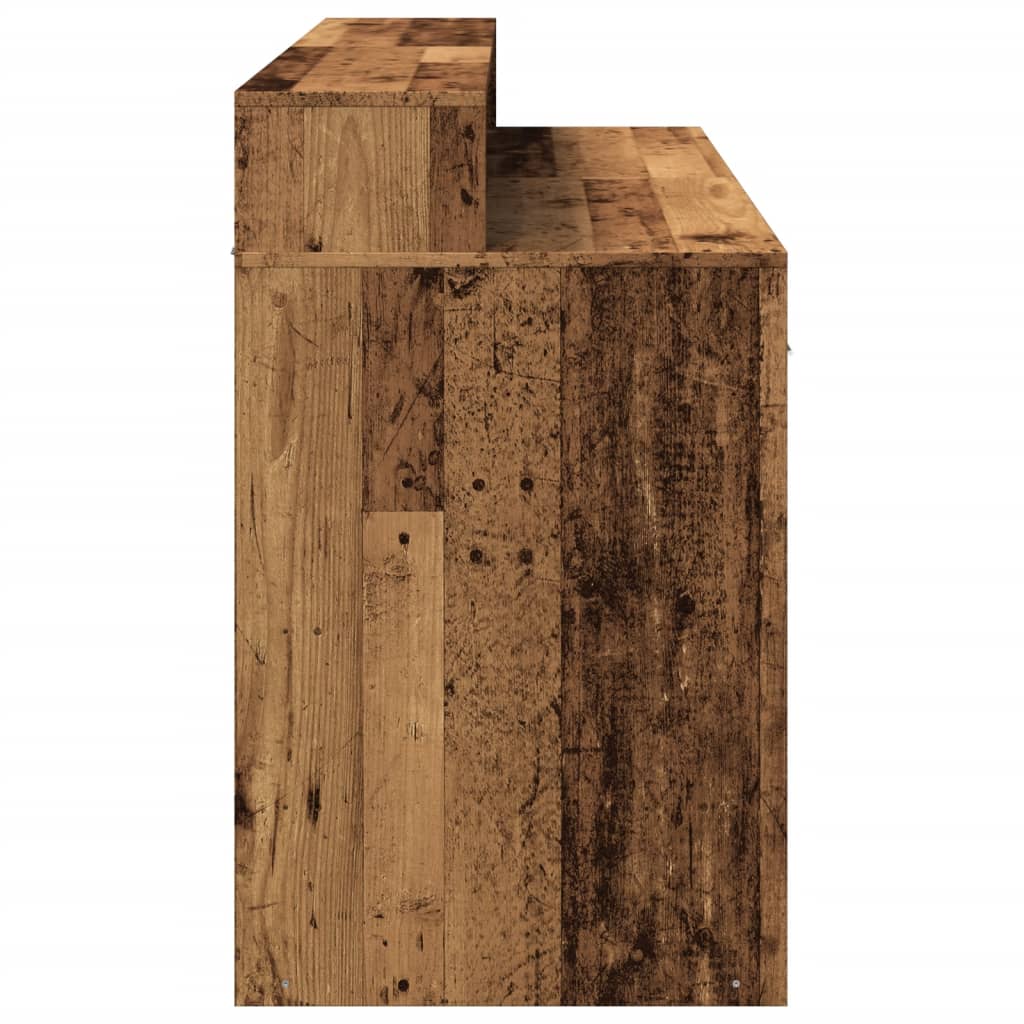LED desk reclaimed wood look 140x55x91 cm wood-based material