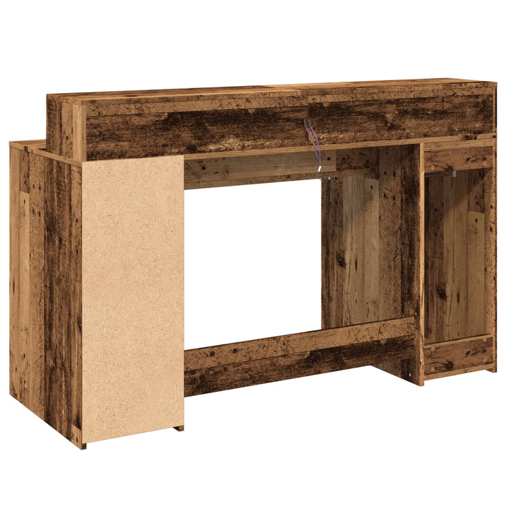 LED desk reclaimed wood look 140x55x91 cm wood-based material