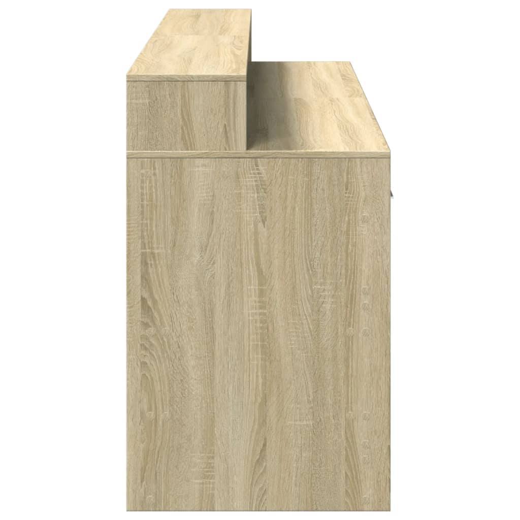 LED desk Sonoma oak 160x55x91 cm wood-based material