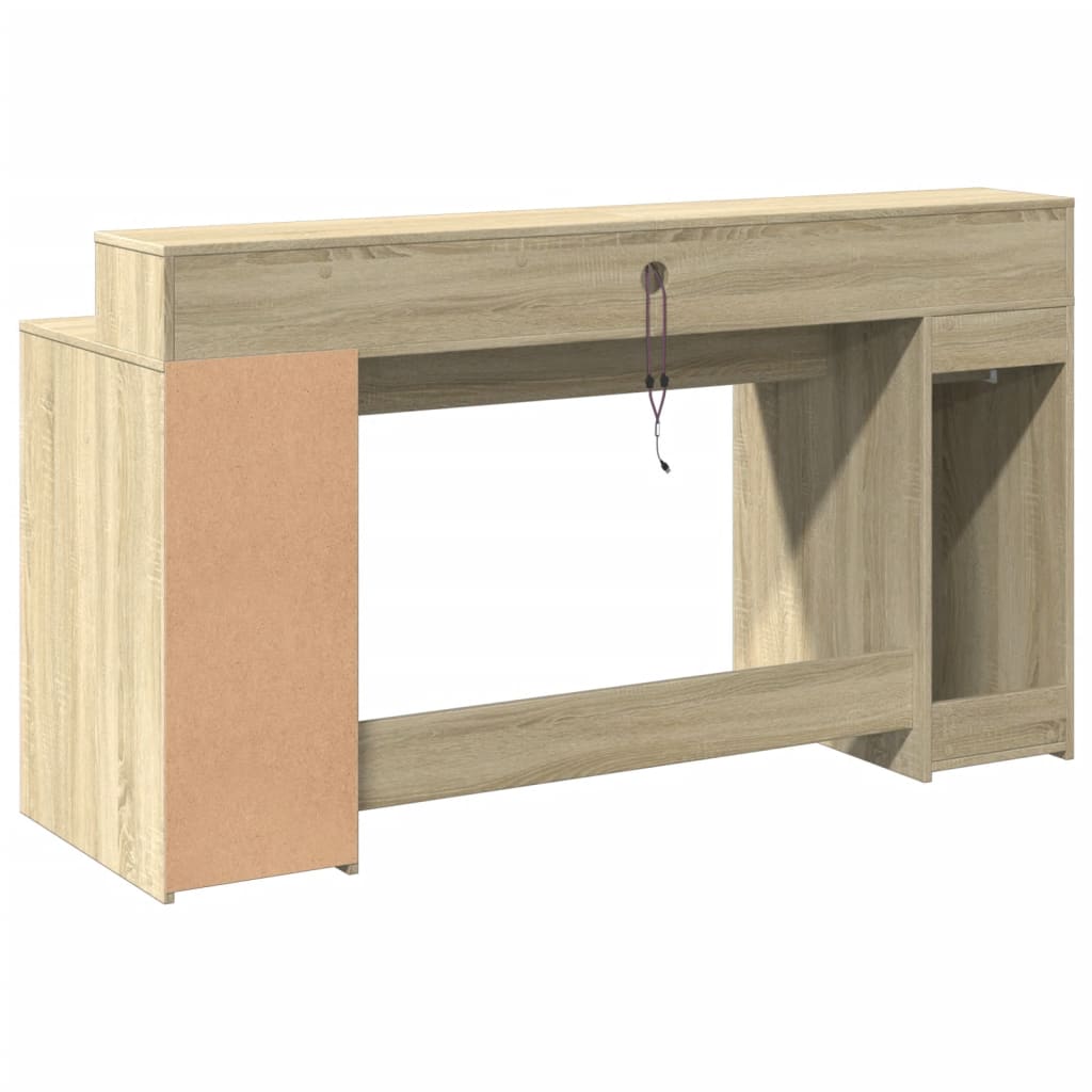 LED desk Sonoma oak 160x55x91 cm wood-based material
