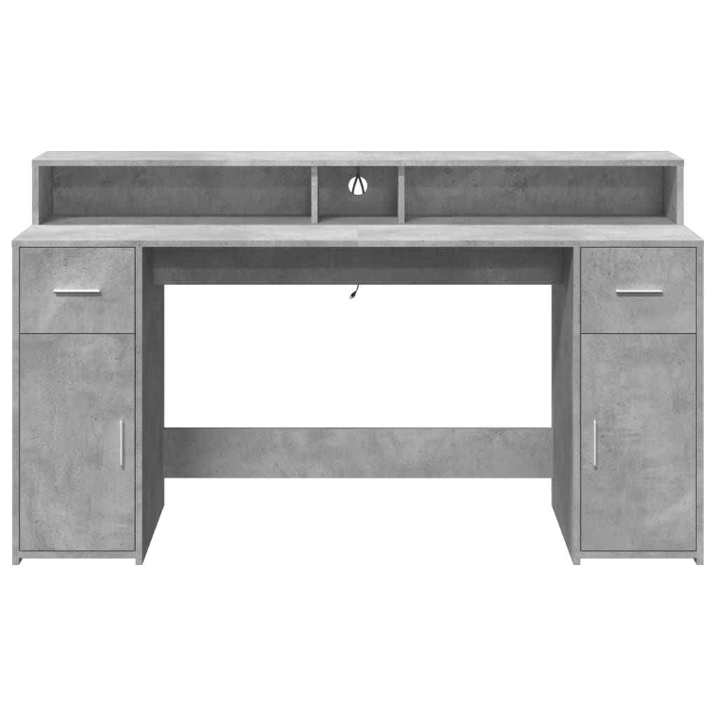LED desk concrete grey 160x55x91 cm wood-based material