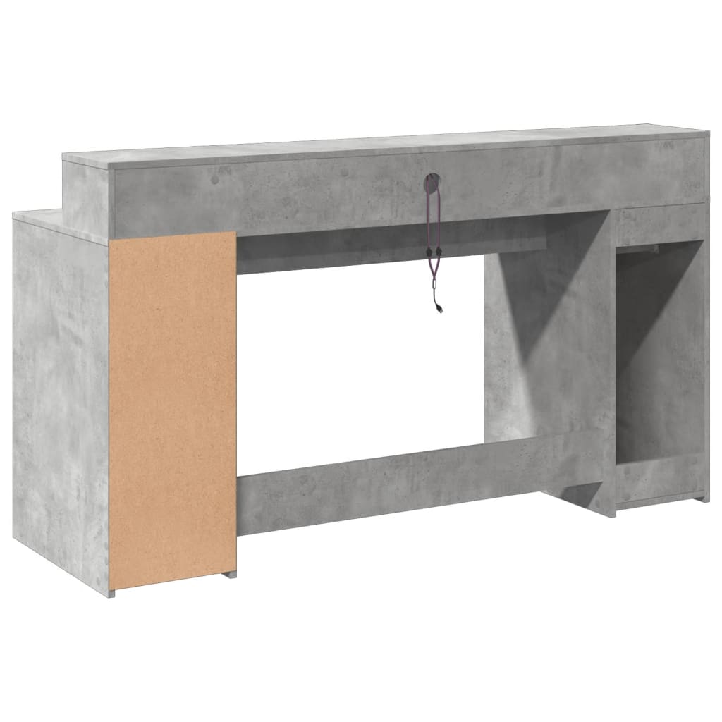 LED desk concrete grey 160x55x91 cm wood-based material