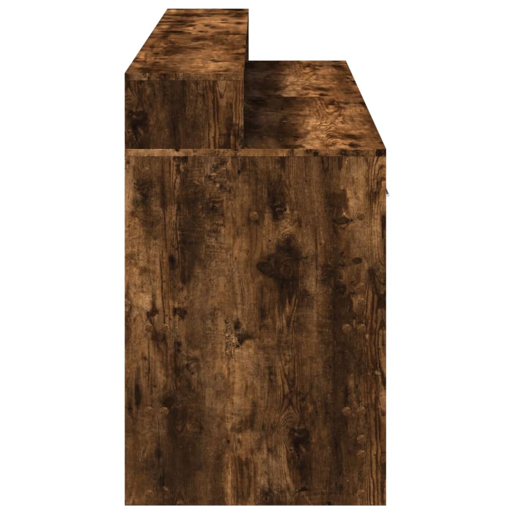 LED desk smoked oak 160x55x91 cm wood material