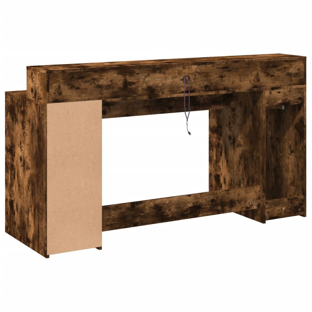 LED desk smoked oak 160x55x91 cm wood material
