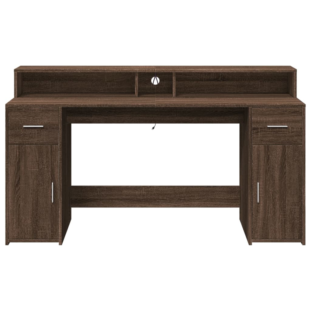 LED desk brown oak look 160x55x91 wood material