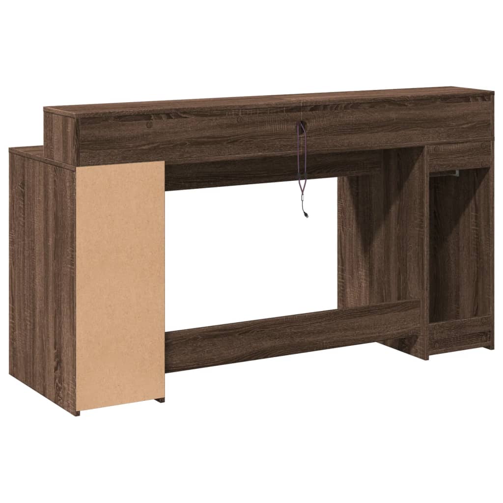 LED desk brown oak look 160x55x91 wood material