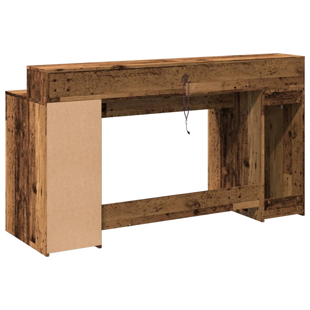 LED desk reclaimed wood look 160x55x91 cm wood-based material