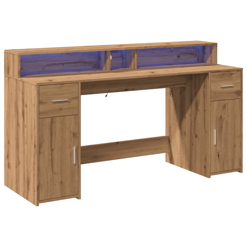 LED desk Artisan oak 160x55x91 wood material