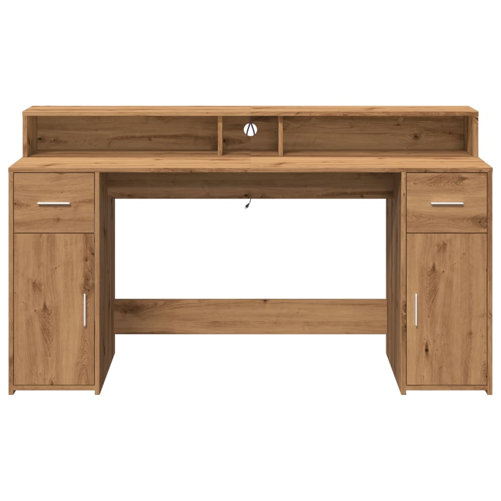 LED desk Artisan oak 160x55x91 wood material