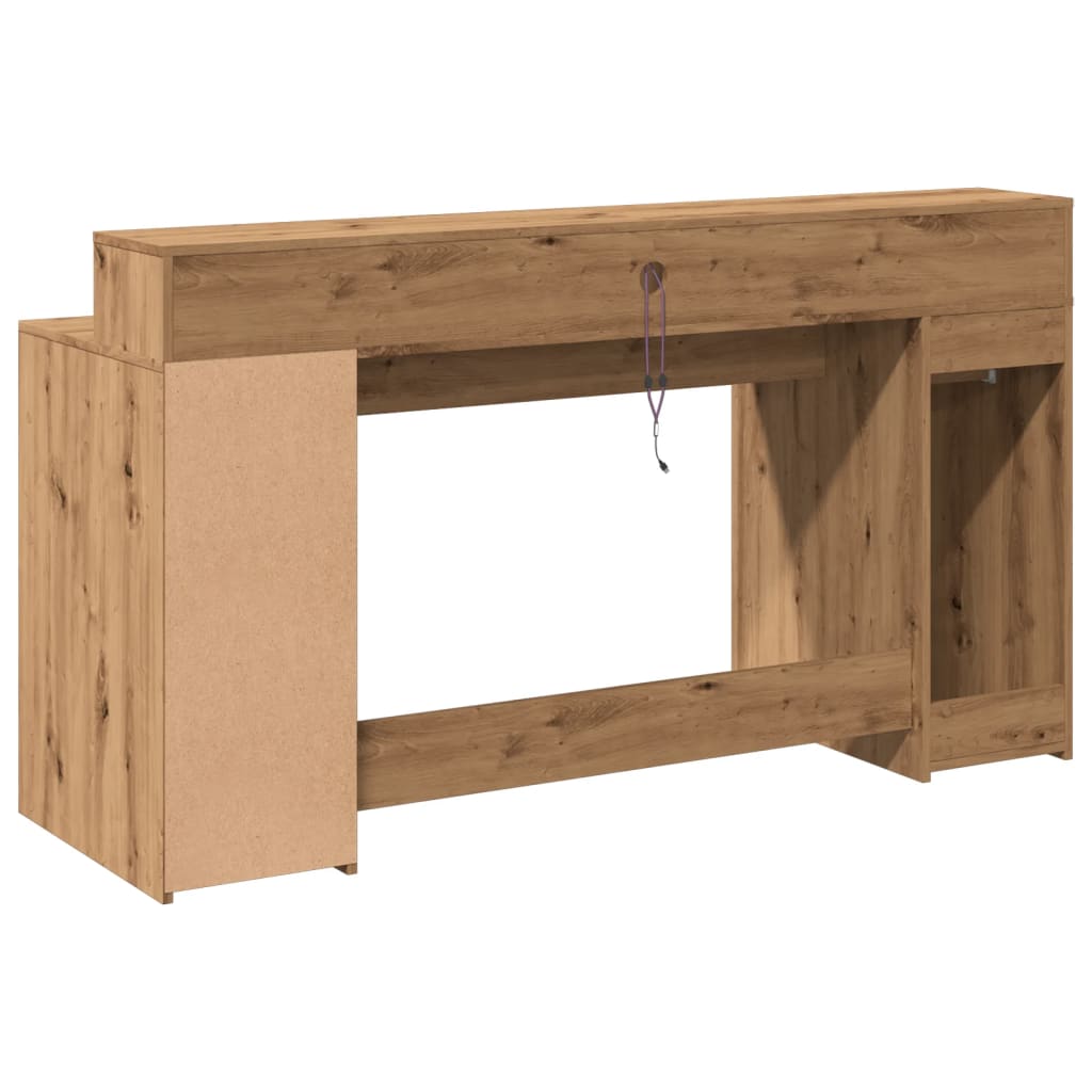 LED desk Artisan oak 160x55x91 wood material