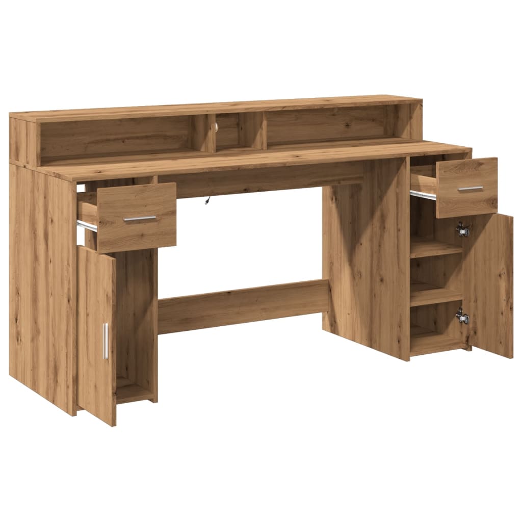 LED desk Artisan oak 160x55x91 wood material