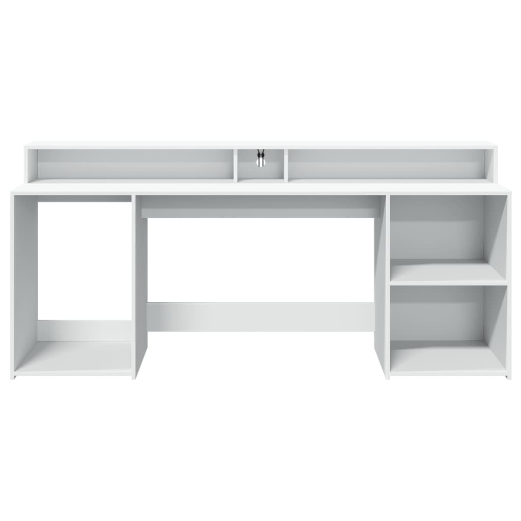 LED desk white 200x55x91 cm wood-based material
