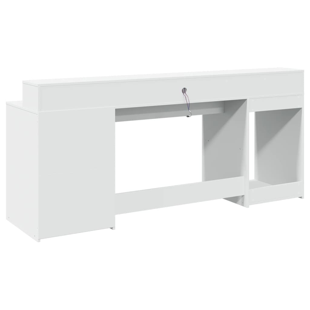 LED desk white 200x55x91 cm wood-based material