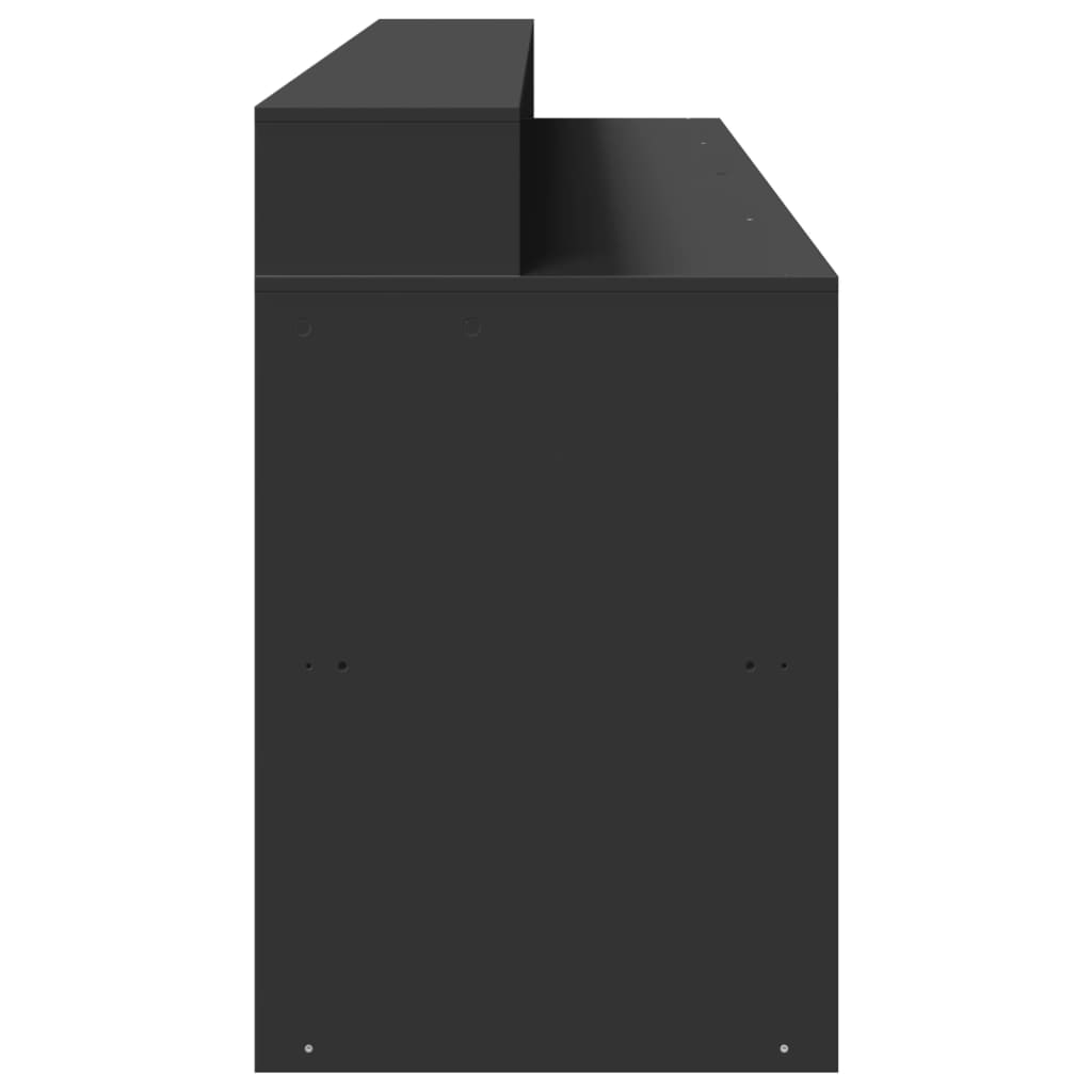 LED desk black 200x55x91 cm wood-based material