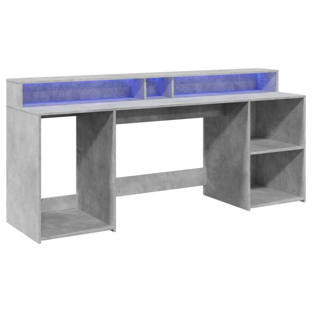 LED desk concrete grey 200x55x91 cm wood-based material