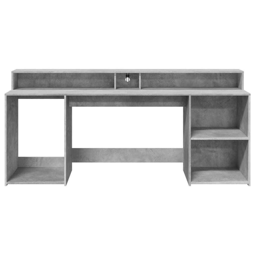 LED desk concrete grey 200x55x91 cm wood-based material