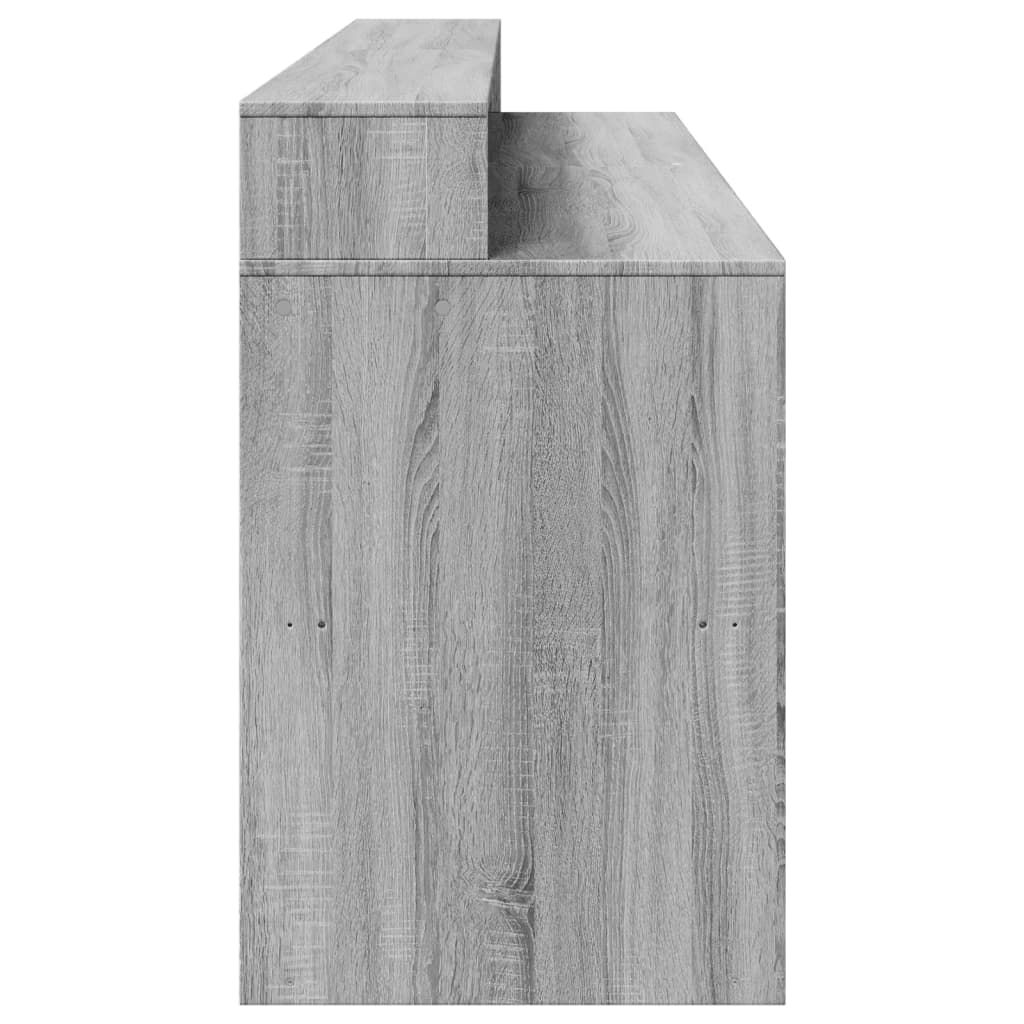 LED desk gray Sonoma 200x55x91 cm wood-based material