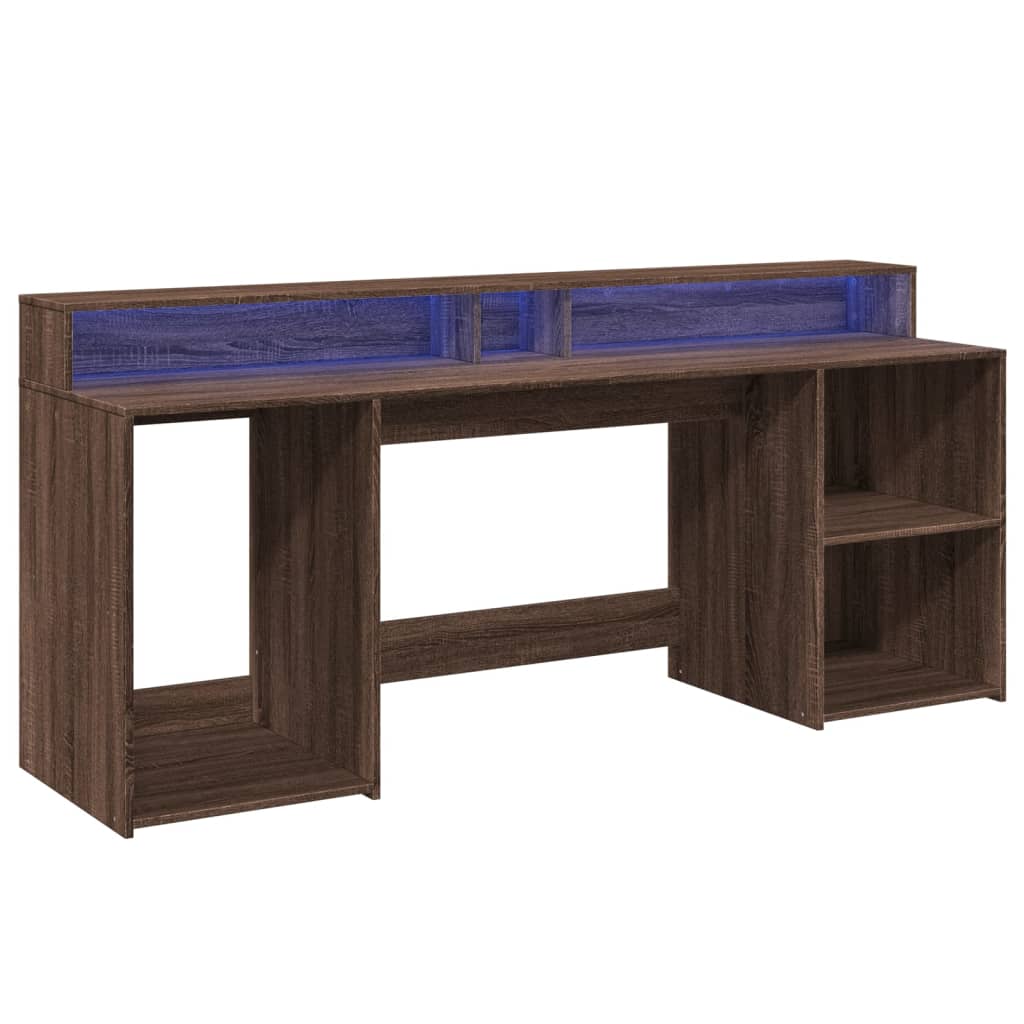 LED desk brown oak look 200x55x91 wood material