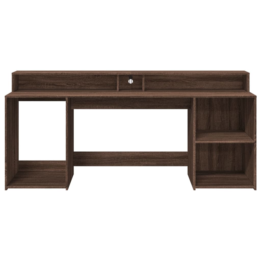 LED desk brown oak look 200x55x91 wood material