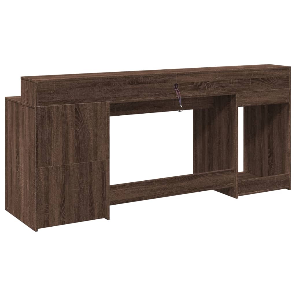 LED desk brown oak look 200x55x91 wood material