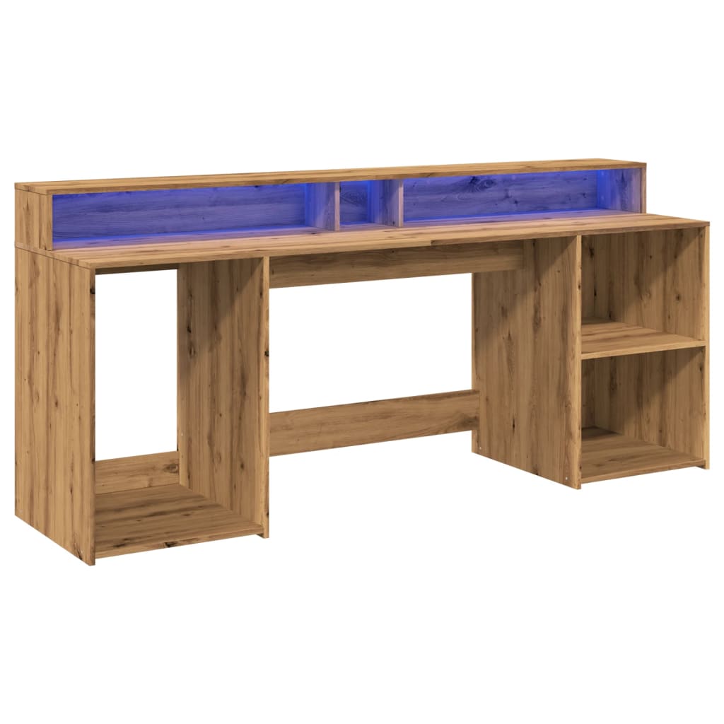 LED desk Artisan oak 200x55x91 wood material