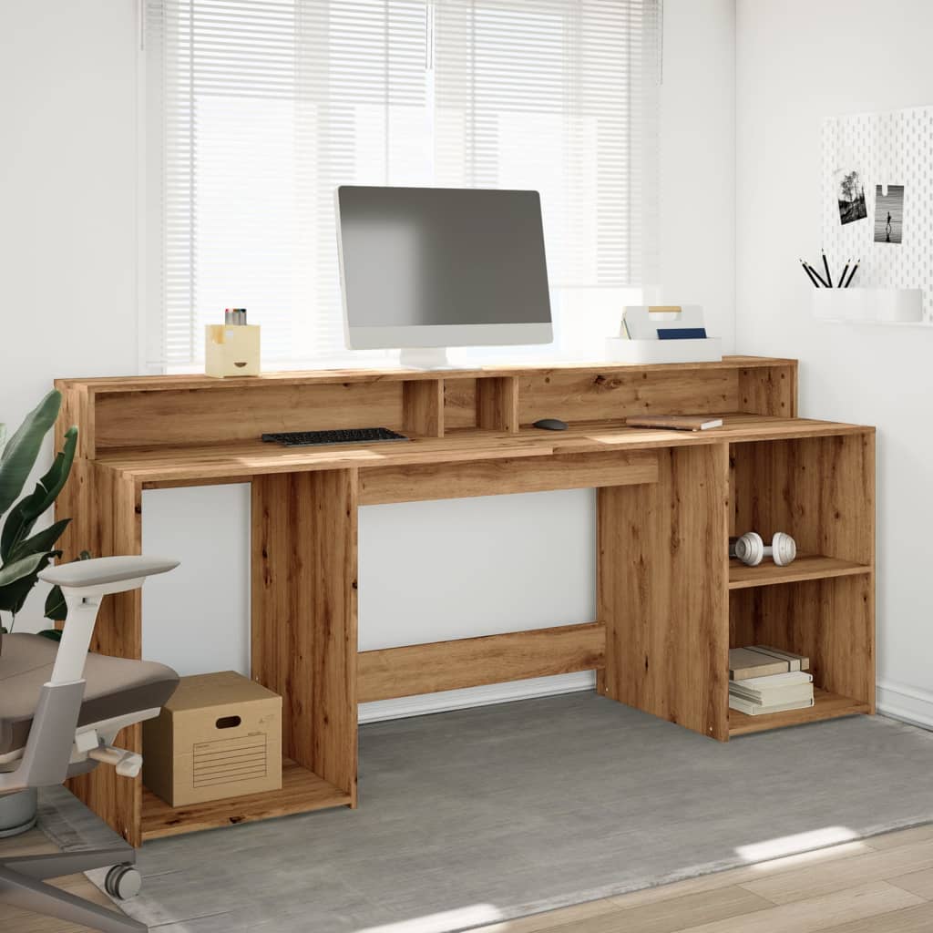 LED desk Artisan oak 200x55x91 wood material