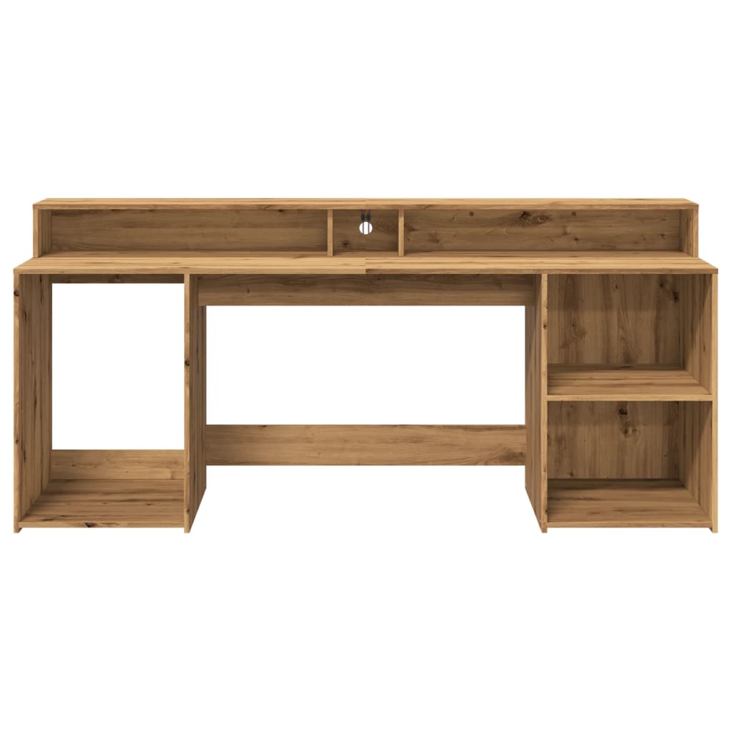 LED desk Artisan oak 200x55x91 wood material