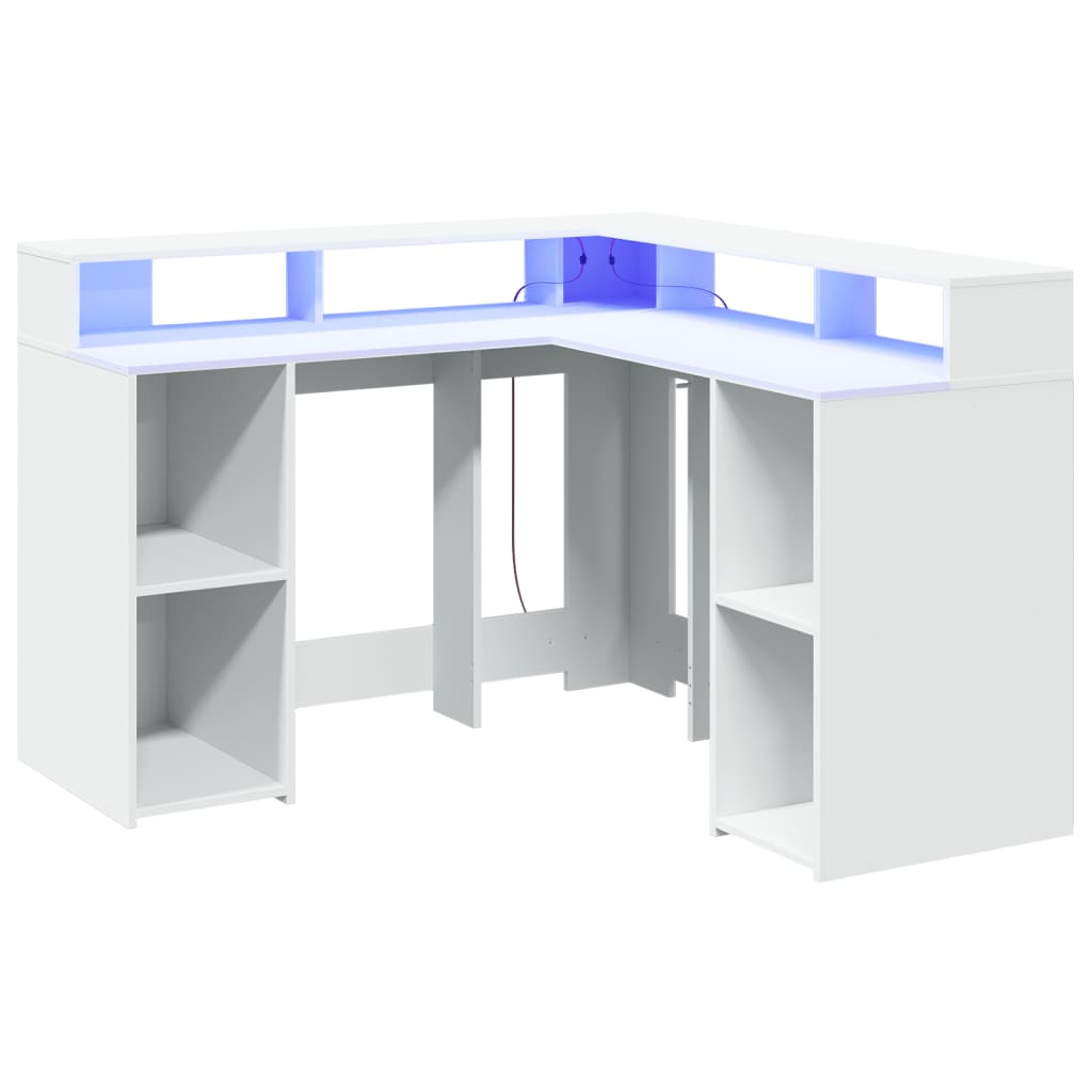 LED desk white 130x130x91 cm wood-based material