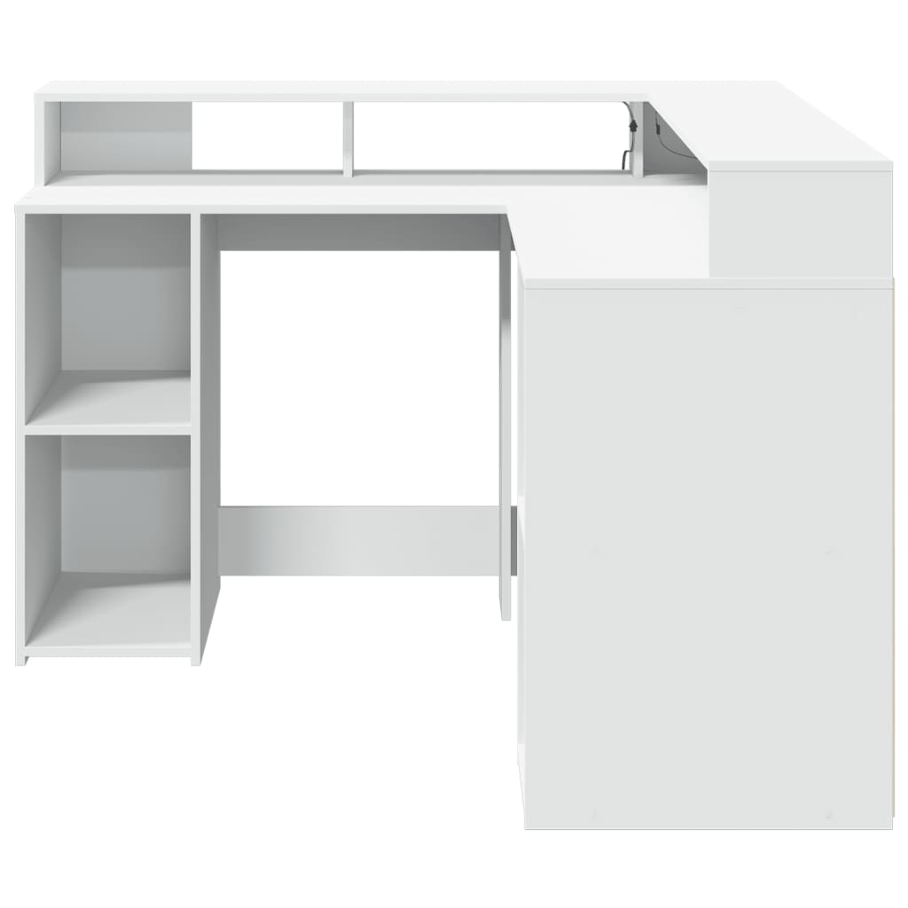 LED desk white 130x130x91 cm wood-based material