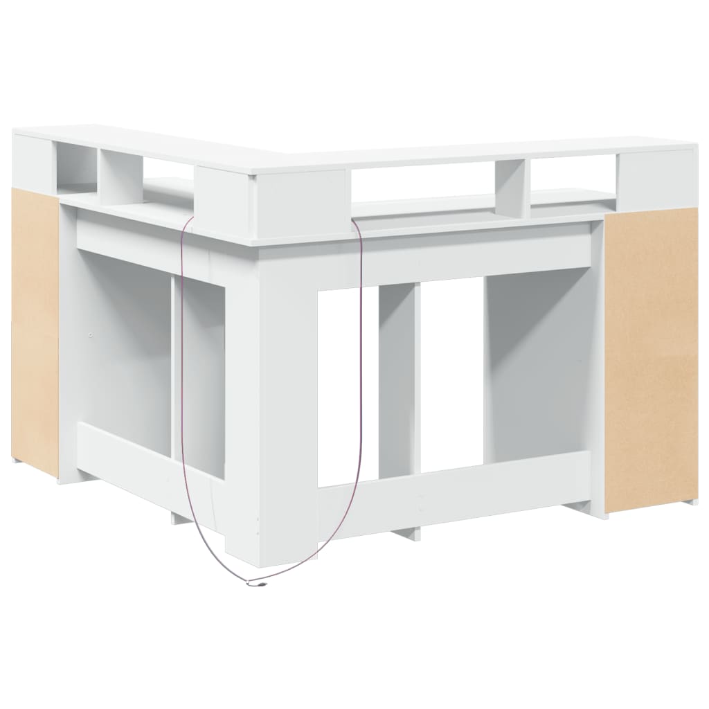 LED desk white 130x130x91 cm wood-based material