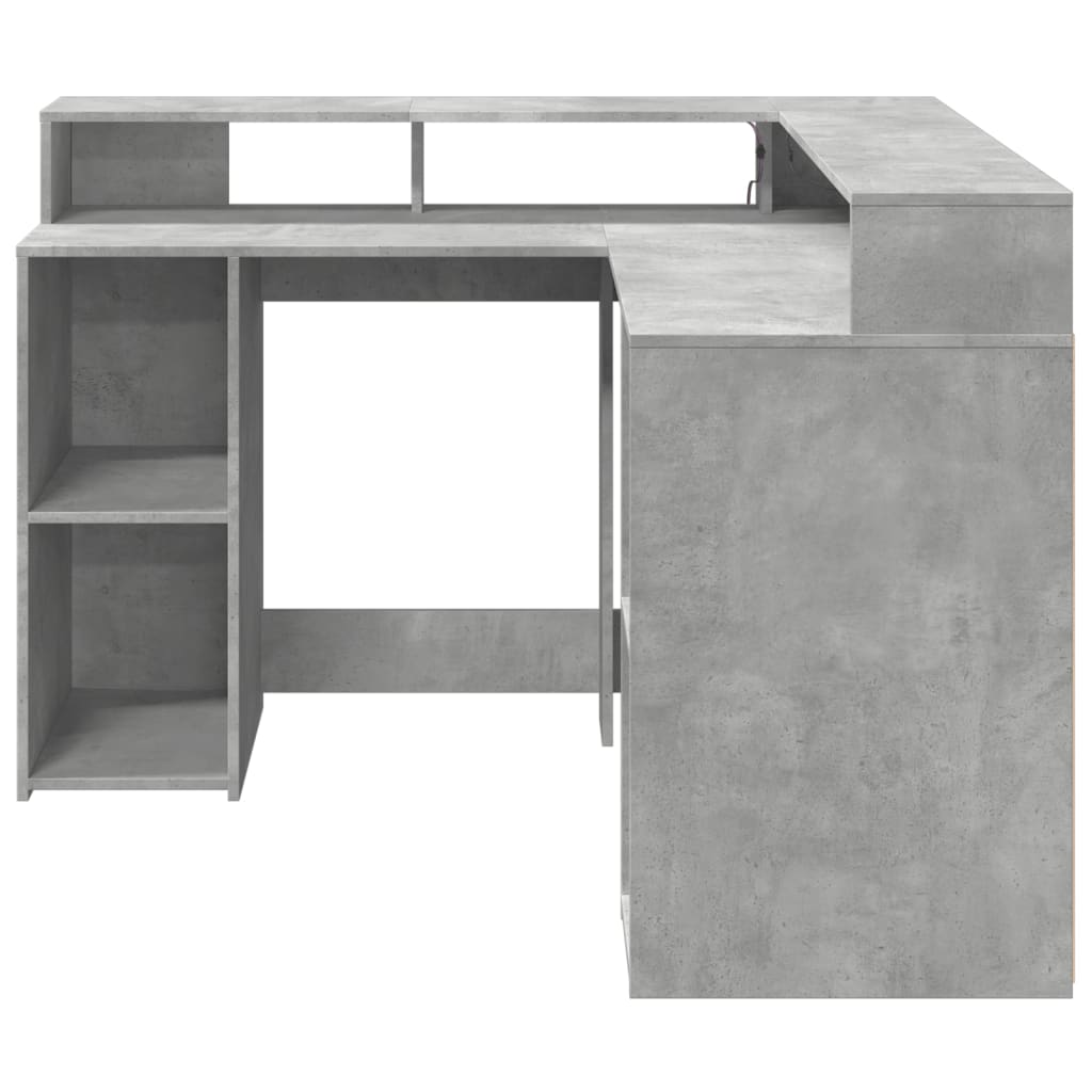 LED desk concrete grey 130x130x91 cm wood-based material