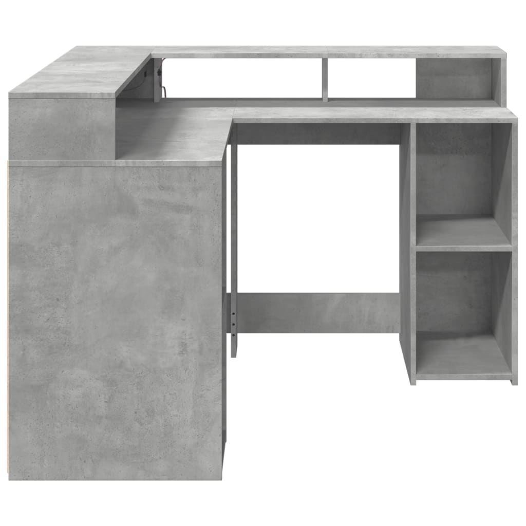 LED desk concrete grey 130x130x91 cm wood-based material