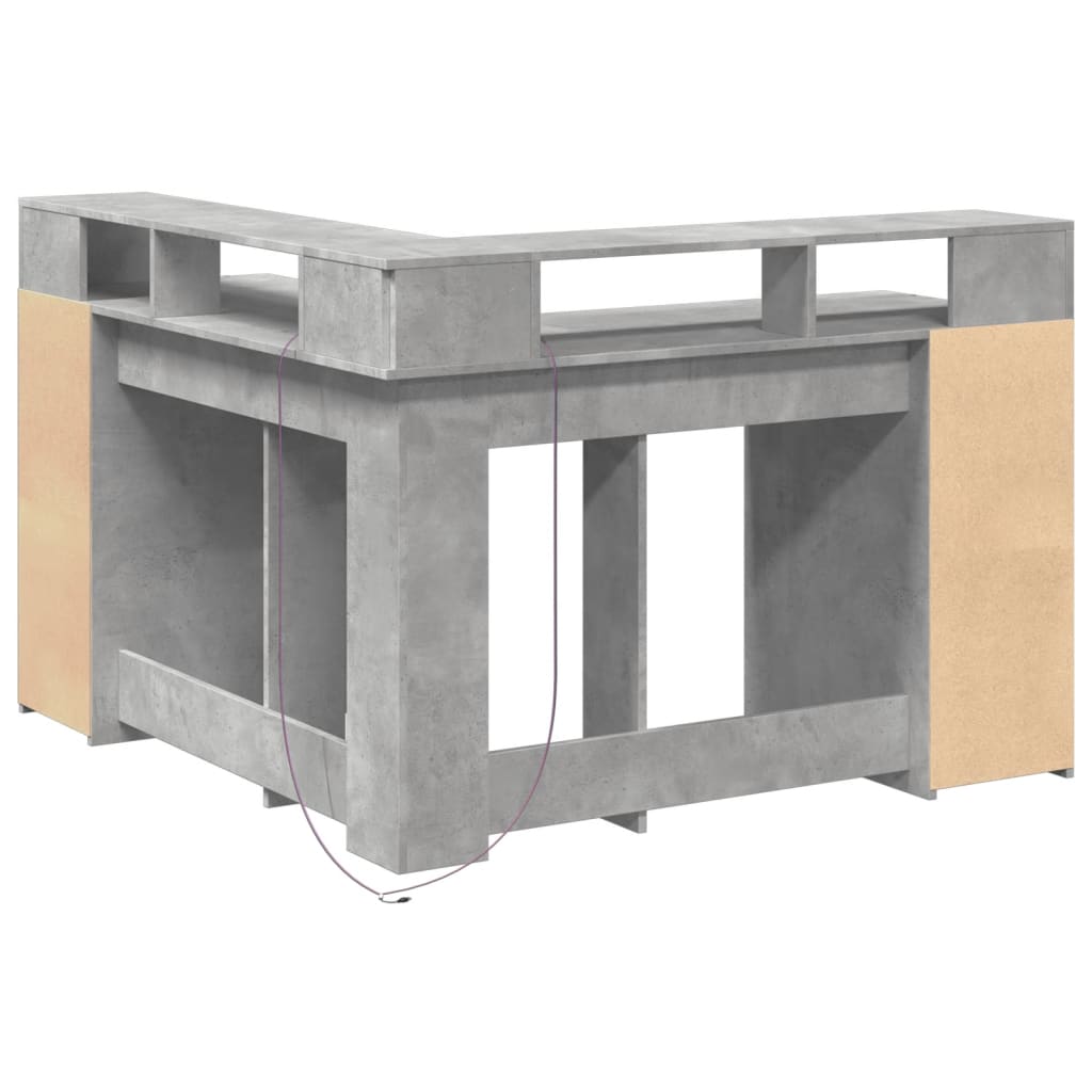 LED desk concrete grey 130x130x91 cm wood-based material