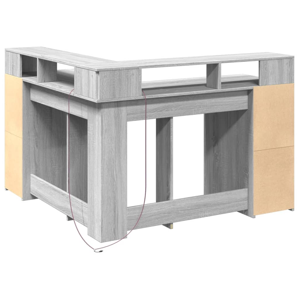 LED desk gray Sonoma 130x130x91 cm wood-based material