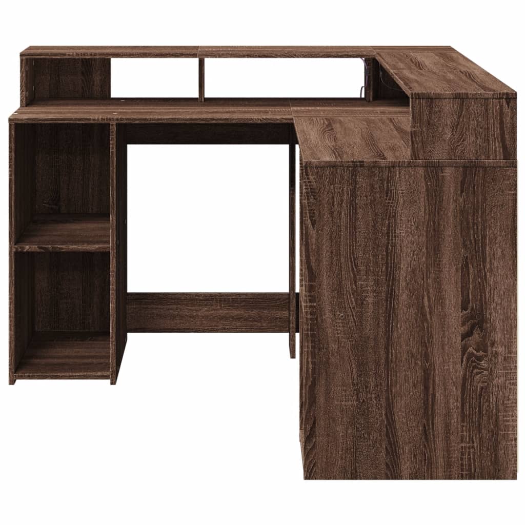 LED desk brown oak look 130x130x91 wood material