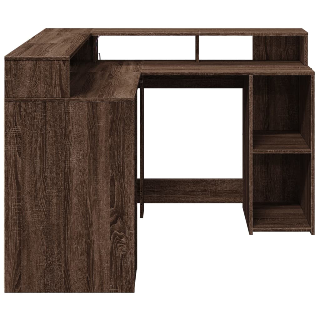 LED desk brown oak look 130x130x91 wood material
