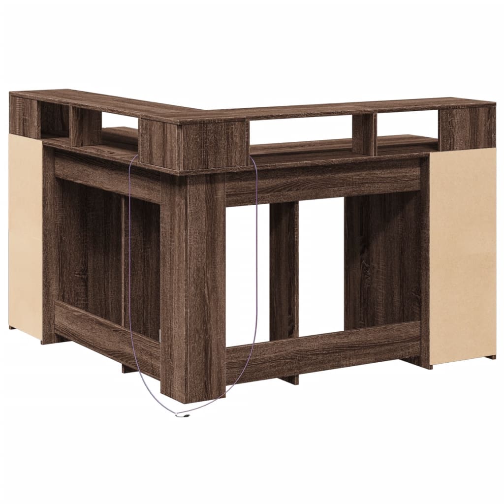 LED desk brown oak look 130x130x91 wood material