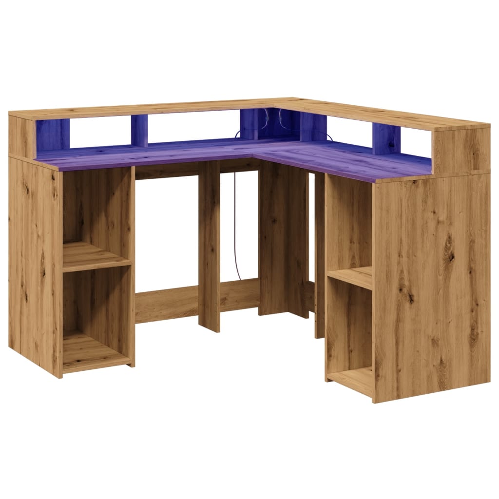 LED desk Artisan oak 130x130x91 wood material