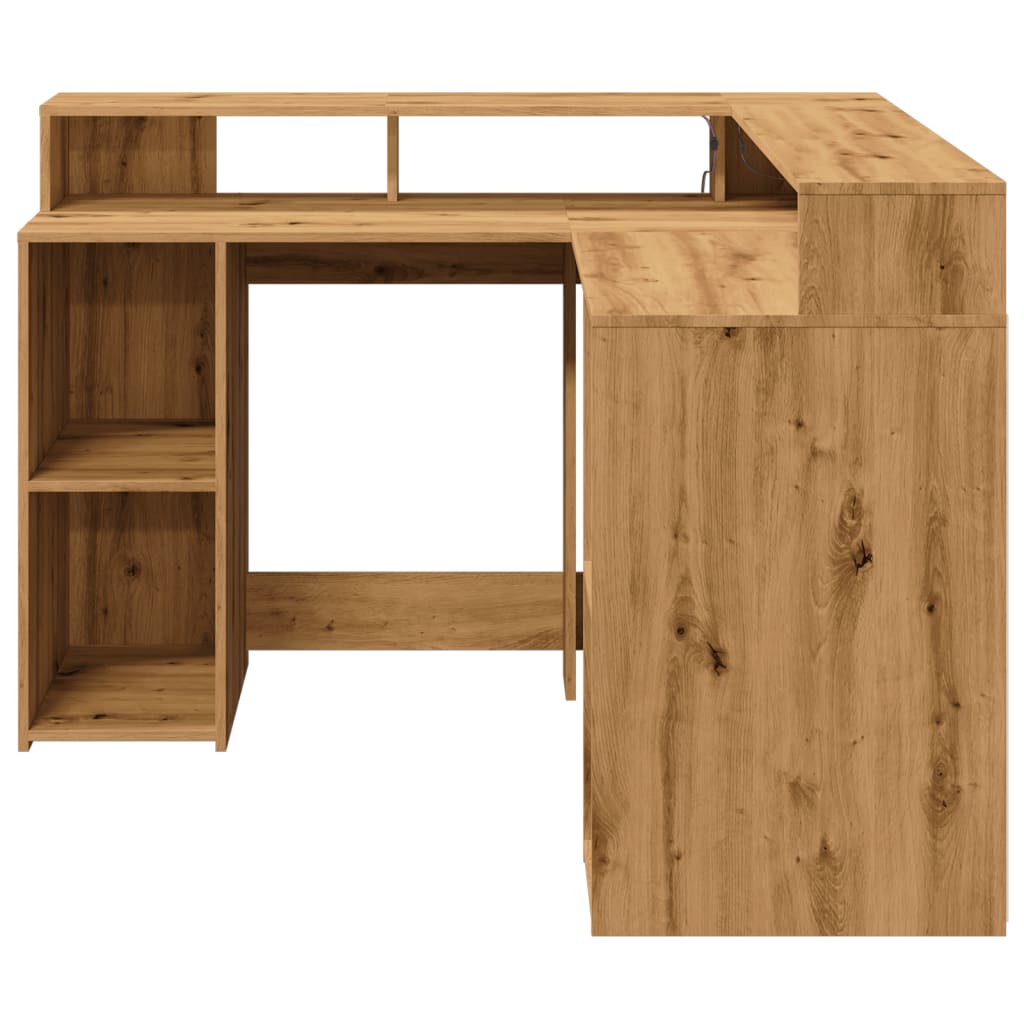 LED desk Artisan oak 130x130x91 wood material