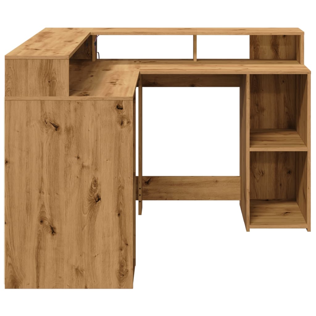 LED desk Artisan oak 130x130x91 wood material