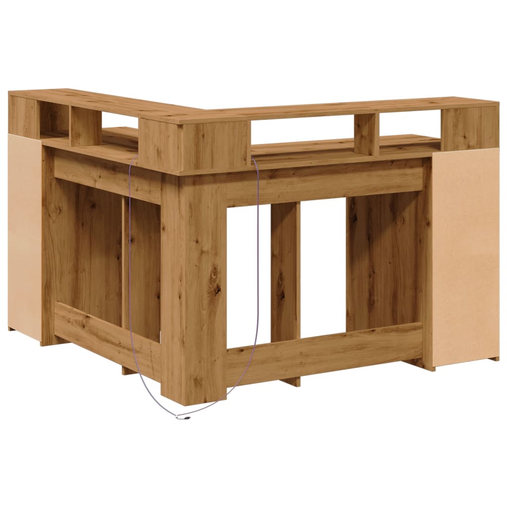 LED desk Artisan oak 130x130x91 wood material