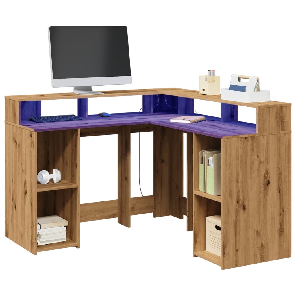 LED desk Artisan oak 130x130x91 wood material