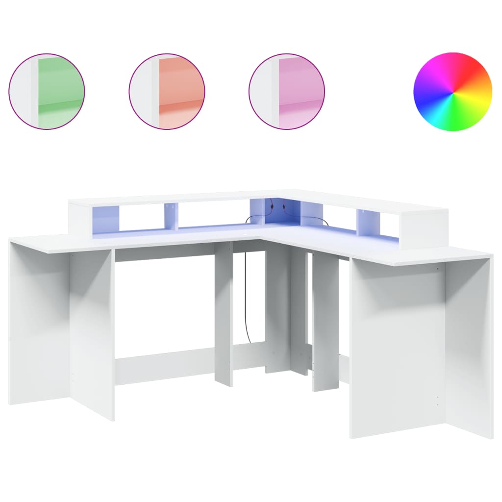 LED desk white 152x152x91 cm wood-based material