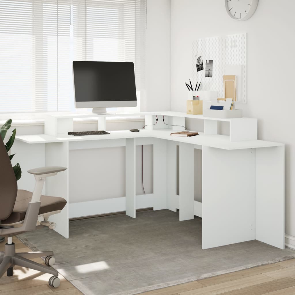 LED desk white 152x152x91 cm wood-based material