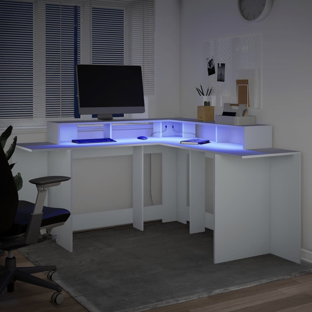 LED desk white 152x152x91 cm wood-based material