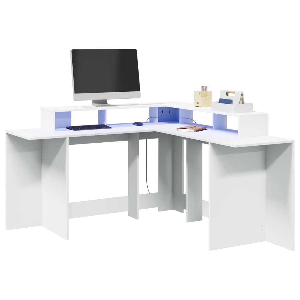 LED desk white 152x152x91 cm wood-based material