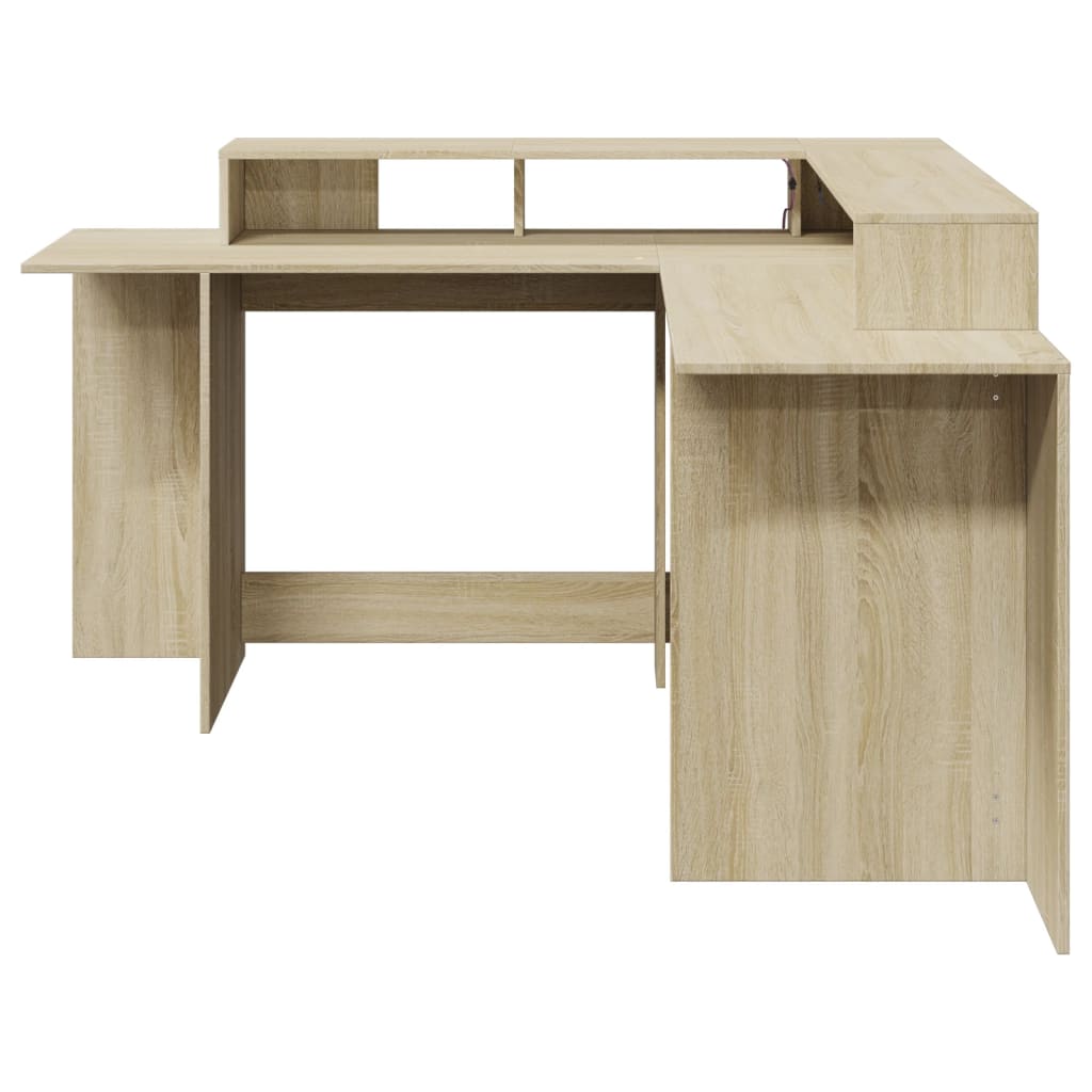 LED desk Sonoma oak 152x152x91 cm wood-based material