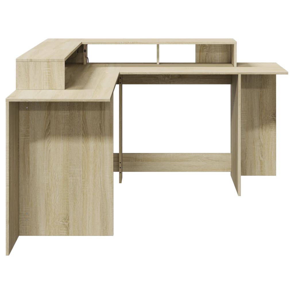 LED desk Sonoma oak 152x152x91 cm wood-based material